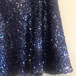 Navy Sequin Skater Mini Skirt